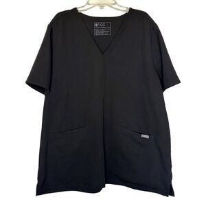 Lot of 2 Women's FIGS Technical Collection 3-Pocket Black Scrub Top Size XXL